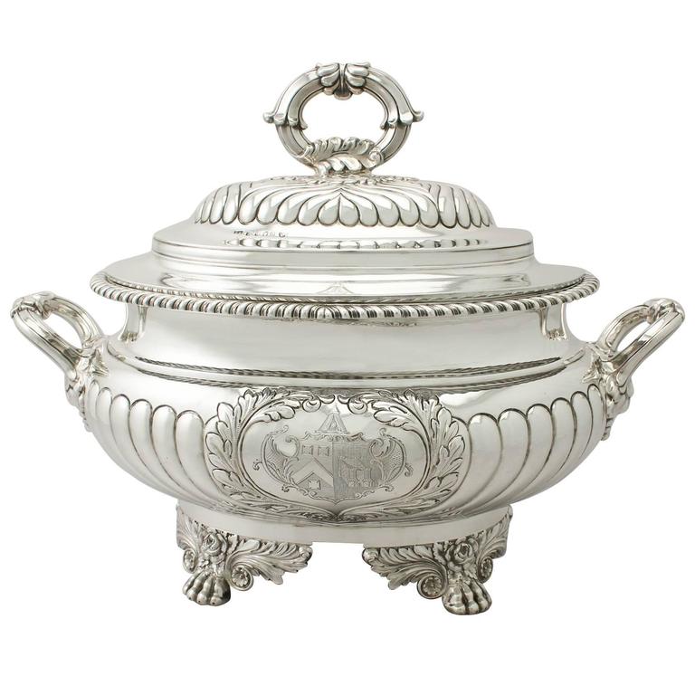Sterling Silver Soup Tureen/Centerpiece Antique IV For Sale at