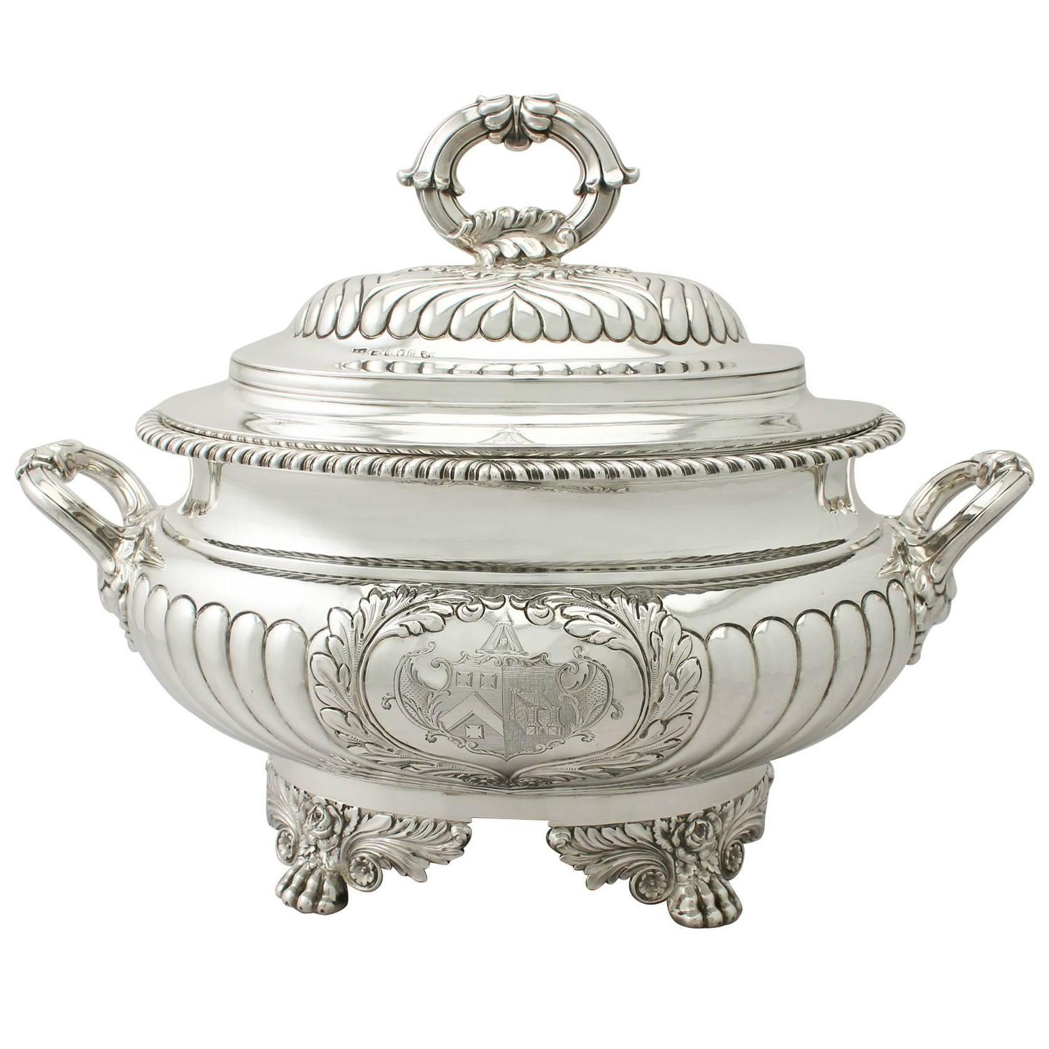 Sterling Silver Soup Tureen/Centerpiece Antique IV For Sale at