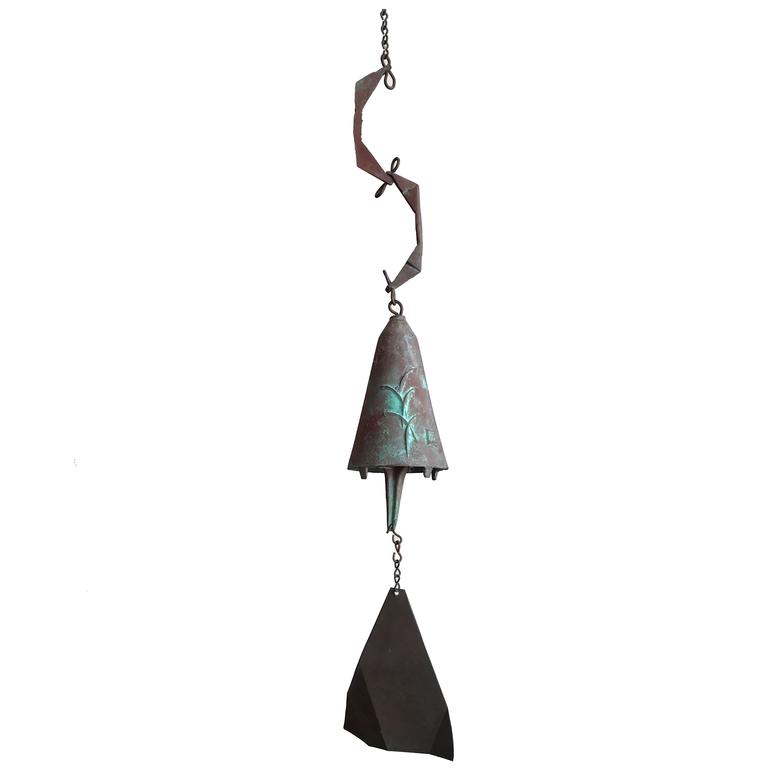 Early Paolo Soleri wind bell in cast bronze, 1970s. Offered by The Exchange Int