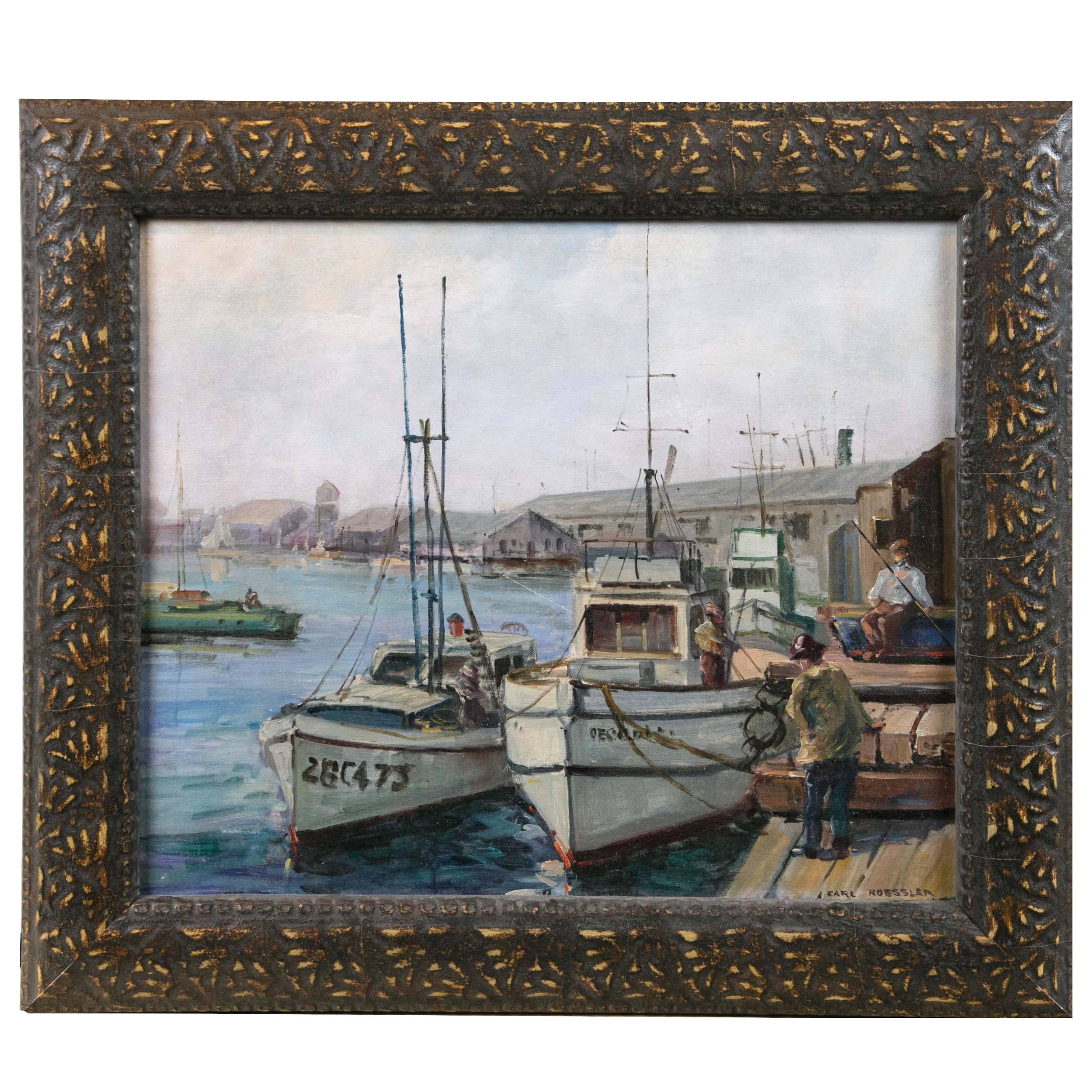 Oil on Board Maritime Painting For Sale