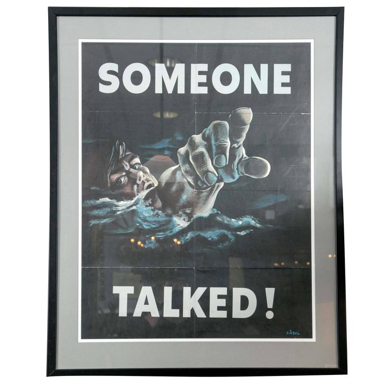 Vintage WWII Poster Custom Framed For Sale at 1stdibs