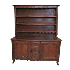 French Provincial Carved Oak Two-Part Buffet