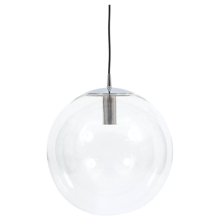 Very Large Limburg Clear Glass Ball Pendant Light At 1stdibs