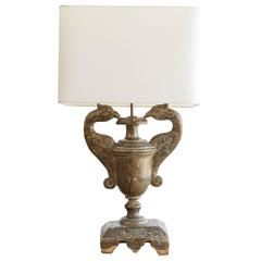 18th Century Giltwood Urn Shape Fragment as Table Lamp