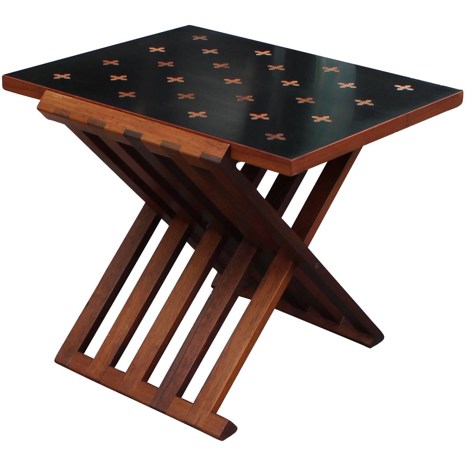 Folding Parquetry Side Table by Edward Wormley for Dunbar