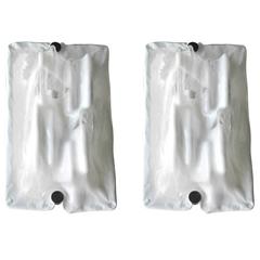 Pair of Italian Milky White Murano Glass Sconces by Venini 12
