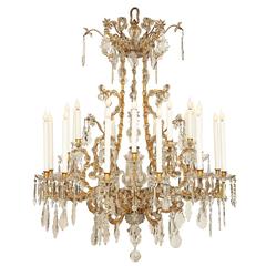 Antique Italian Early 19th Century Louis XV Style Crystal Chandelier