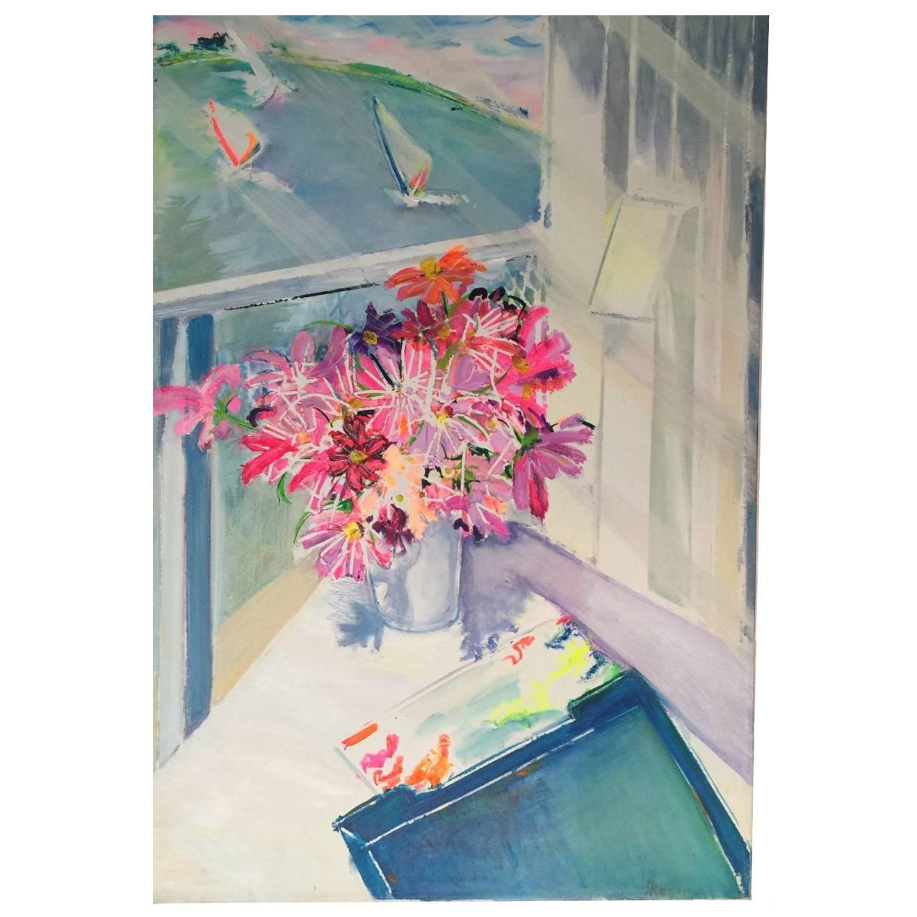 Flowers at Napeague Painting by Ruth Rogers-Altmann For Sale