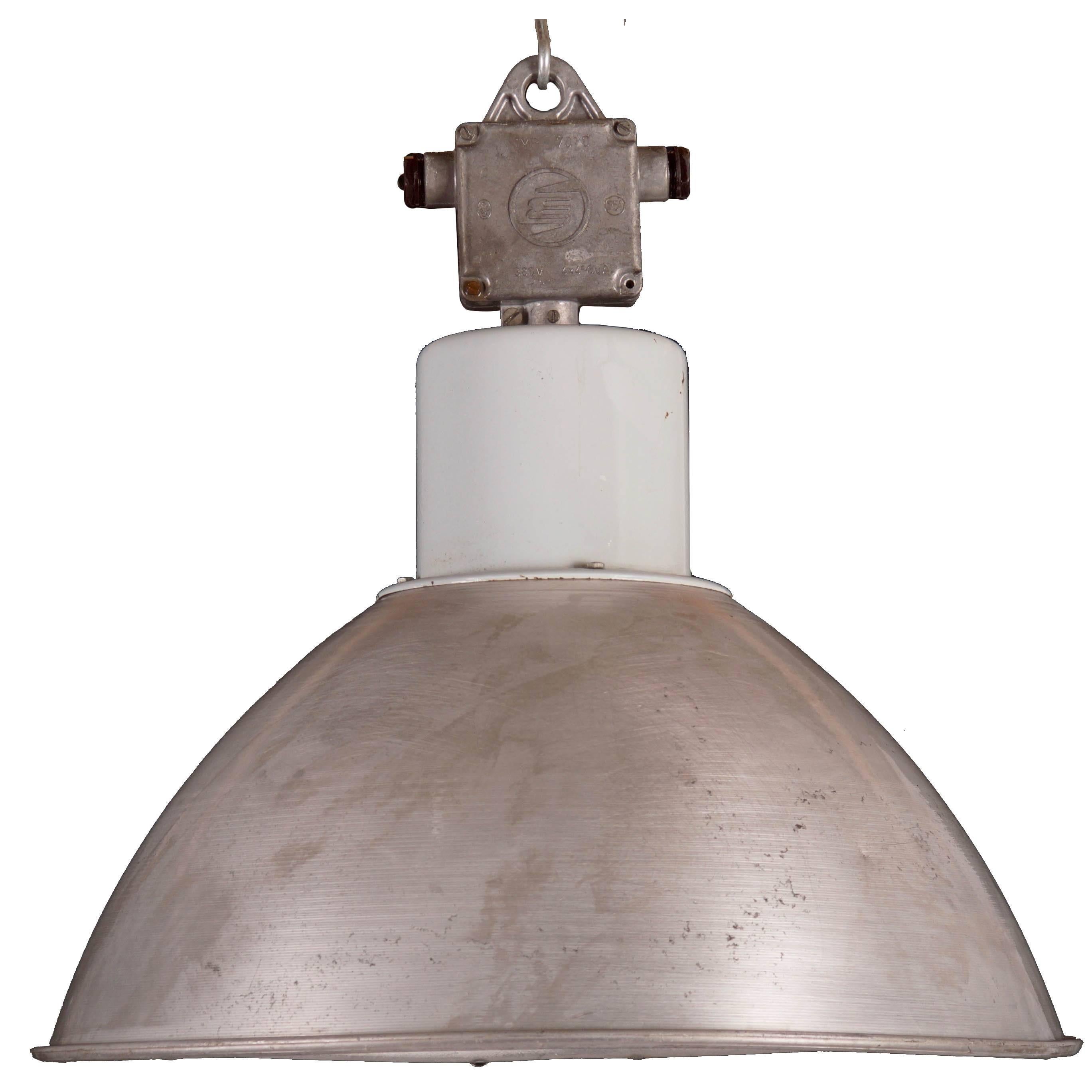 Large Gray Czech Factory, Industrial Pendant Lamp For Sale