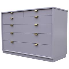Modern Lavender Lacquered Dresser by Edward Wormley with Brass Hardware