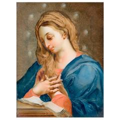 Extraordinary 17th Century Italian Reverse Glass Painting with Reading Virgin