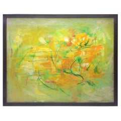 Yellow, Green and Orange Abstract Painting by Anne Brigadier