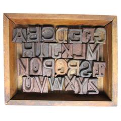 Antique Folk Art Hand-Carved Alphabet Wood Blocks