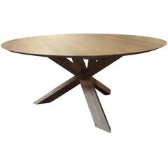  Modern Large White Oak Round Dining Table- Haskell Design