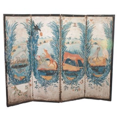 Aesop Fables Theme Painted Small Screen Decorated on Both Sides