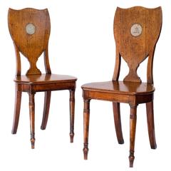 Antique Unusual Pair of Late 18th Century Irish Hall Chairs