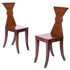 Antique Gillows, Fine Pair of Regency Hall Chairs