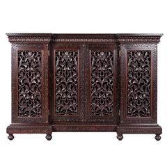 Anglo-Indian or British Colonial Rosewood Breakfront Cabinet