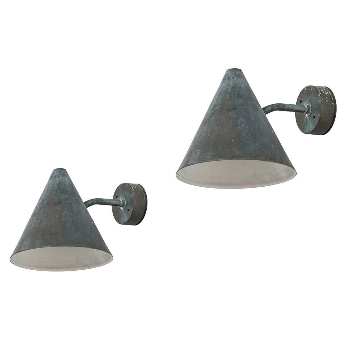 Hans-Agne Jakobsson Large Set of Wall Lamps Model Tratten in Copper