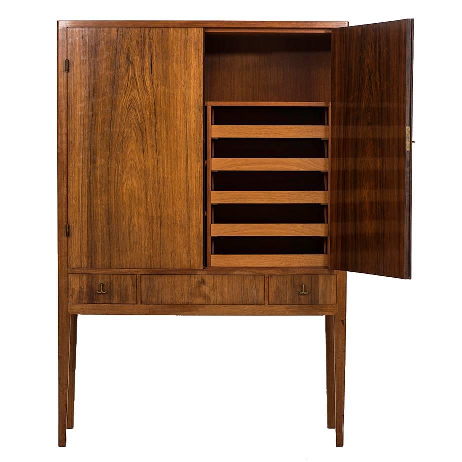 Apprentice Examination Unique Cabinet in Rosewood and Brass
