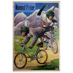 Original Antique 1910s Circus Advertising Poster for Konsul Peter, Consul Peter