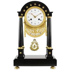 Fine Pendule, Desk Clock Black Marble, France, circa 1810-1820