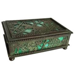 Tiffany Studios Slag Glass and Bronze "Grapevine" Pattern Box