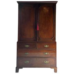 Antique Linen Press Wardrobe Mahogany Chest Victorian, Late 19th Century