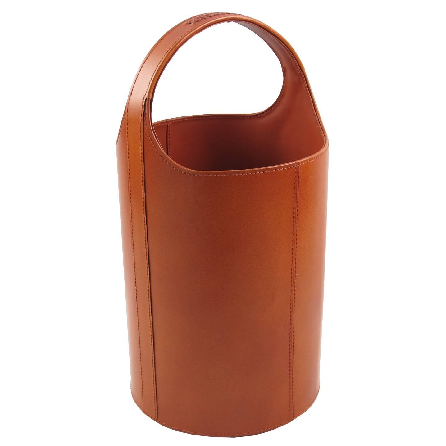 MidCentury Leather Waste Paper Basket, circa 1960s For Sale at 1stdibs