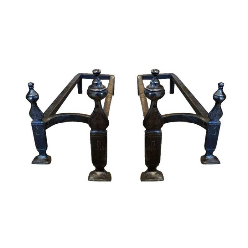 18th Century Double Andirons For Sale