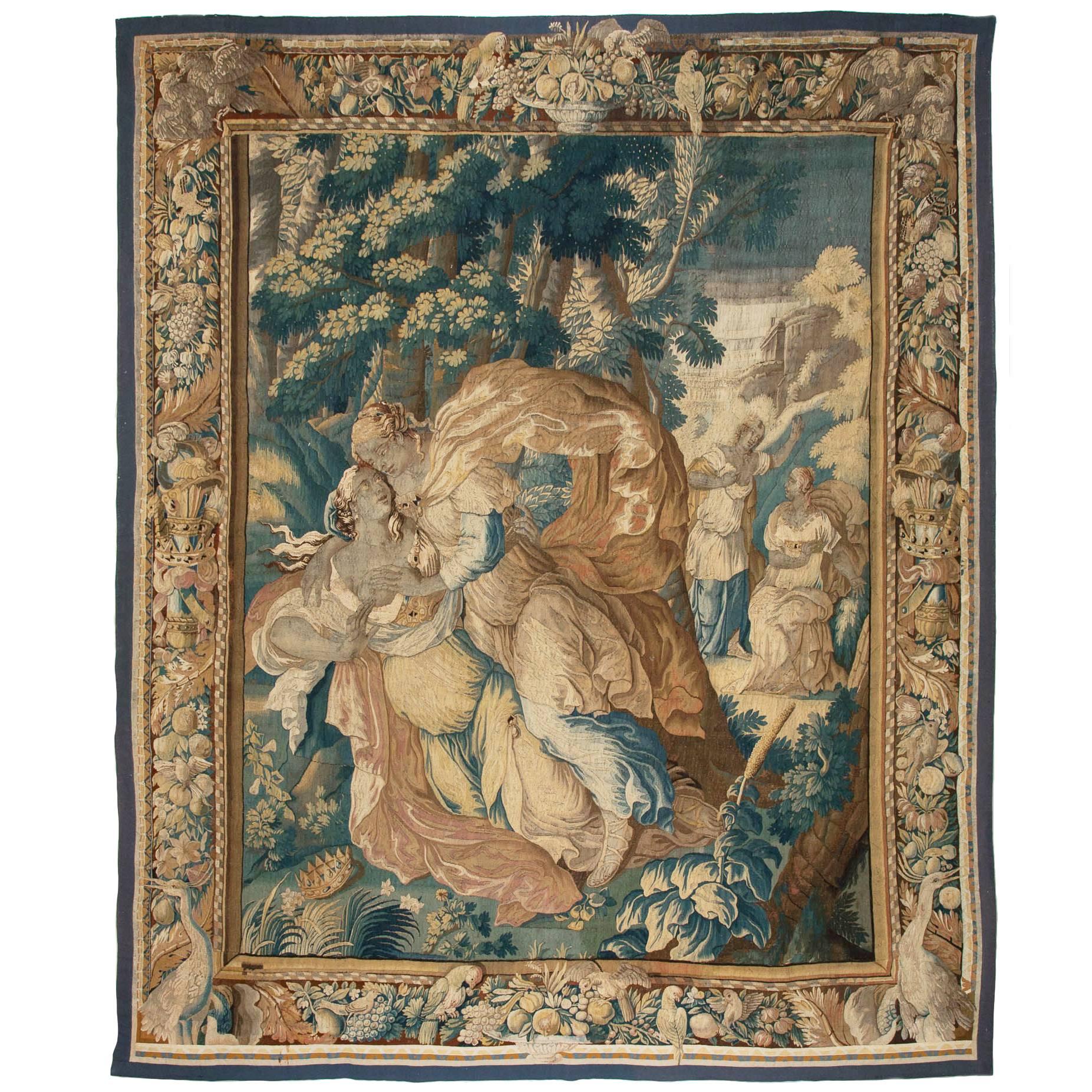 Aubusson Tapestry in Wool and Silk After a Cartoon by Isaac Moillon, circa 1680 For Sale