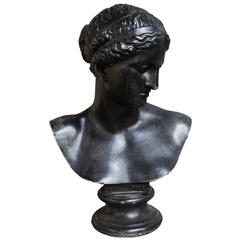 19th Century Decorative Classical Female Plaster Bust with 'Bronzed' Finish