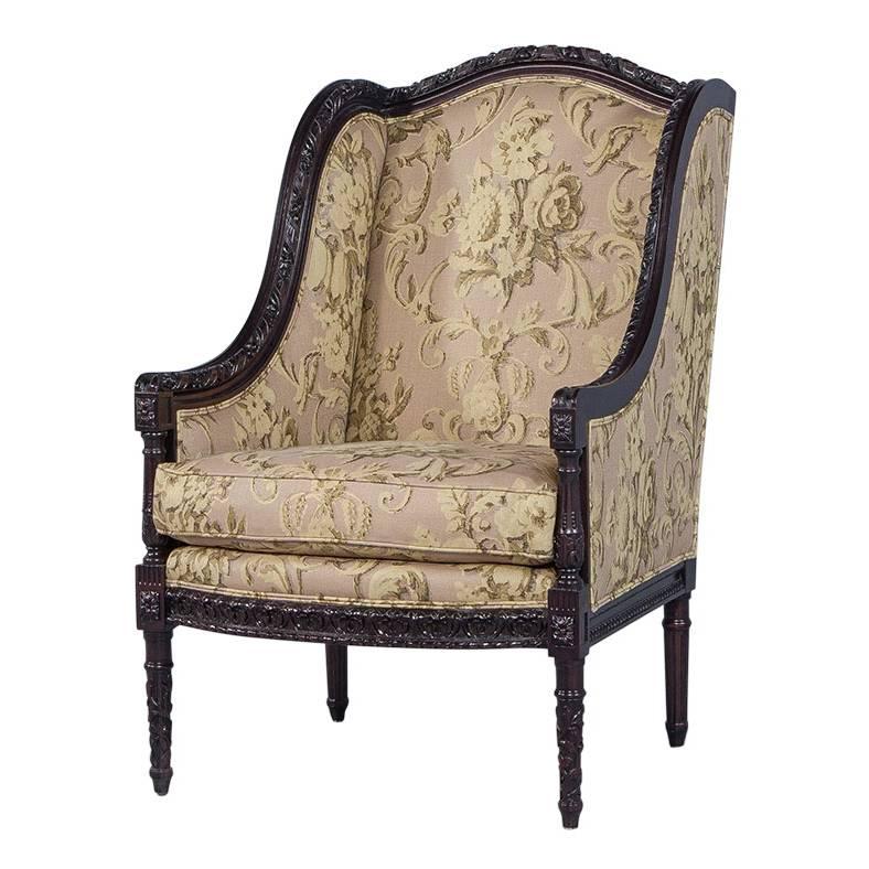 Carved Georgian Style Wing Chair