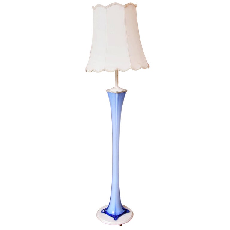 1950s Blue Murano Italian Glass Floor Lamp For At 1stdibs 1950s Blue Murano Italian Glass Floor, Blue And White Floor Lamp