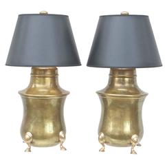 Vintage Chapman Brass Lamps of Kettle Form