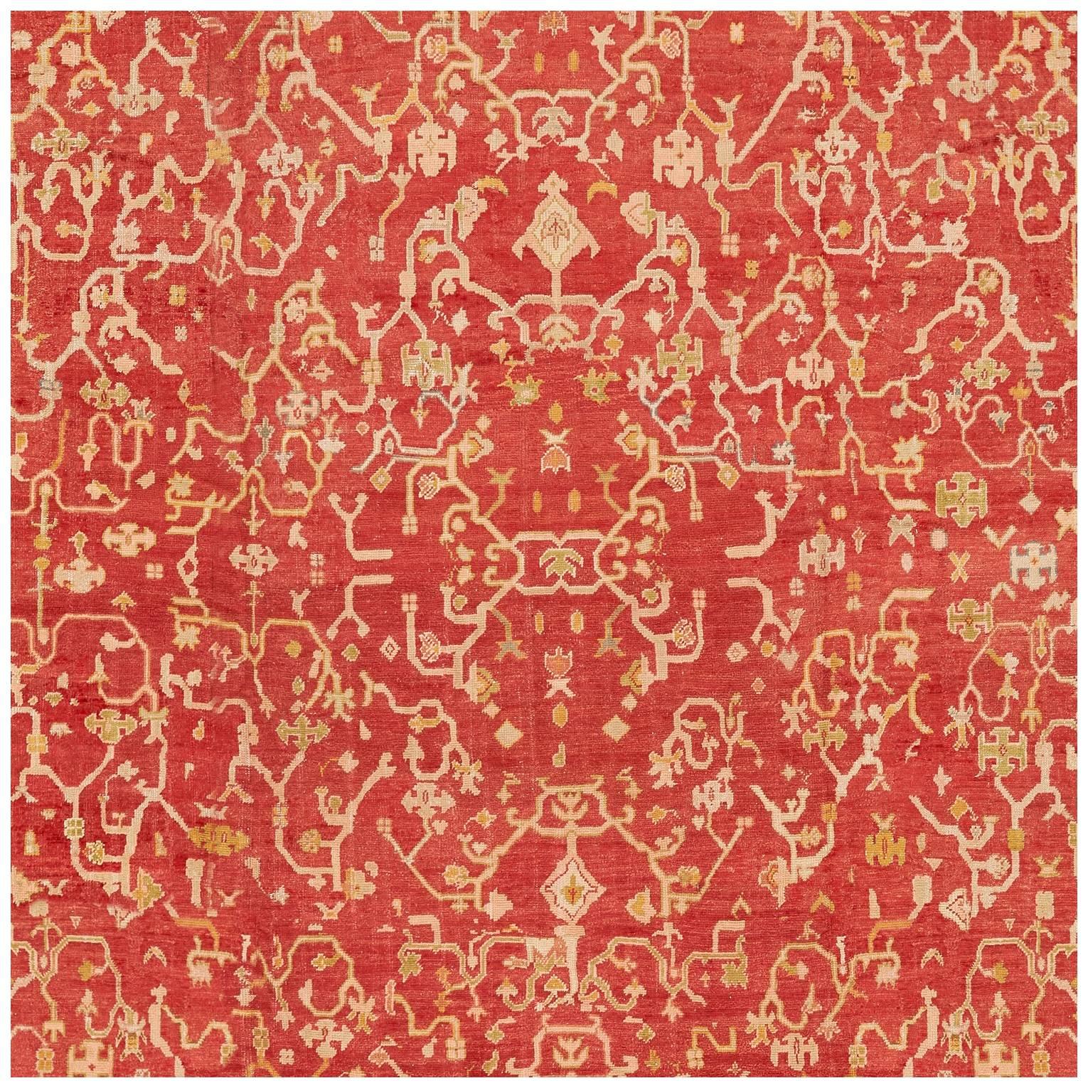 19th Century Turkish Oushak Carpet For Sale