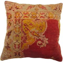 Turkish Sivas Rug Pillow in Reds and Gold
