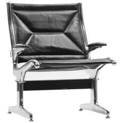 Eames for Herman Miller Tandem Sling Airport Chair aus schwarzem Edelman-Leder