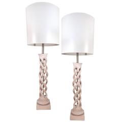 Pair of Re-imagined James Mont Twist Lamps