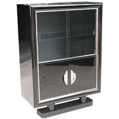 Vintage Ebonized French Art Deco Bar Cabinet