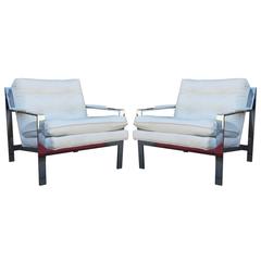 Angular Pair of Cy Mann Chrome Lounge Chairs