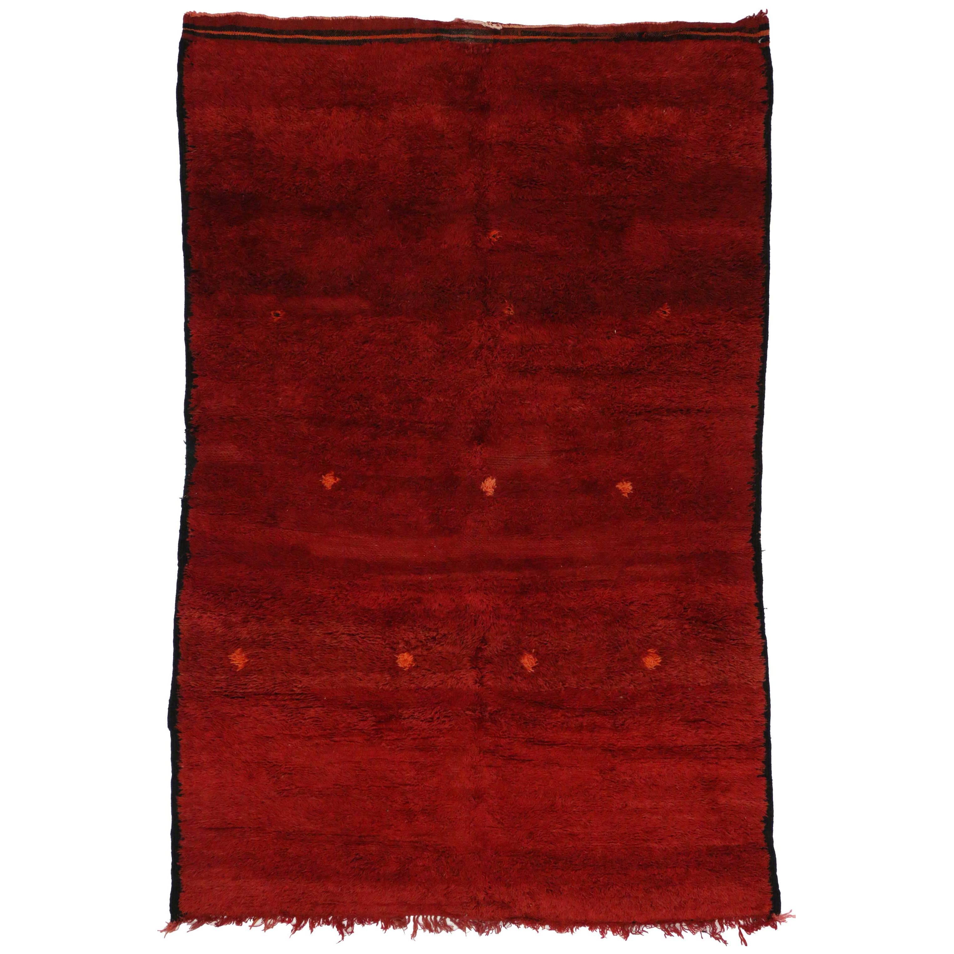 Mid-Century Modern Style Berber Moroccan Rug in Red