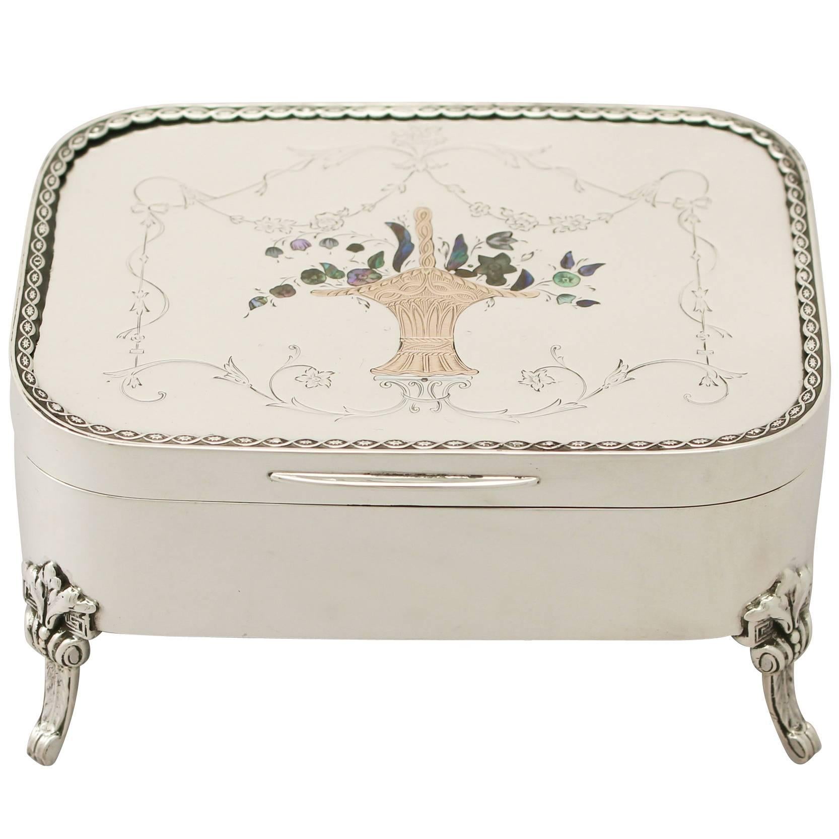 Sterling Silver Jewelry Box - Antique Edwardian