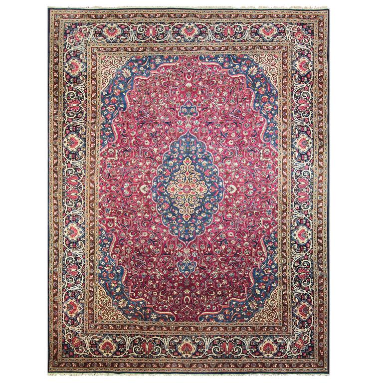 Fine Antique Dabir Kashan, Unusual Color For Sale at 1stdibs