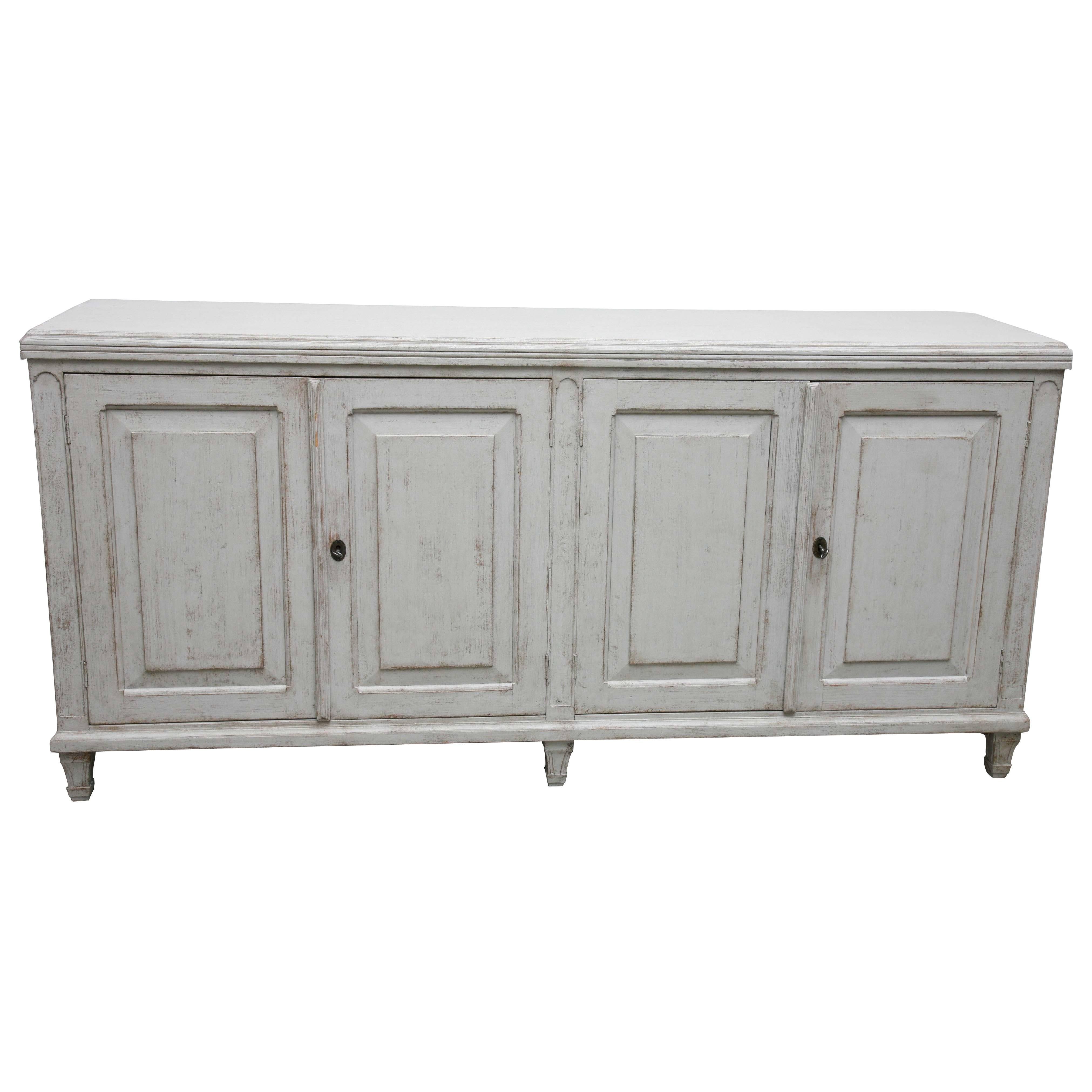 Large Swedish Antique Painted Sideboard, 19th Century