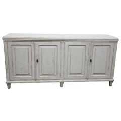 Large Swedish Antique Painted Sideboard, 19th Century