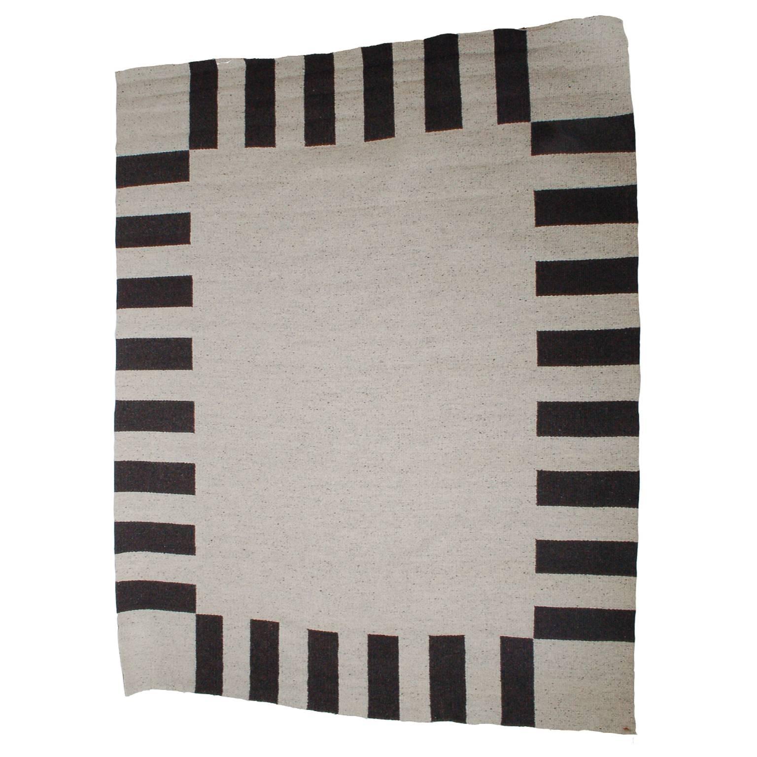 "Clarity of Black and White" Wool and Linen Carpet by Sally Vowell Gurley, 1984