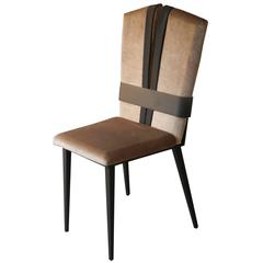 Lounge Chair Kimono Silvered Glass Metal Body Velvet cushions