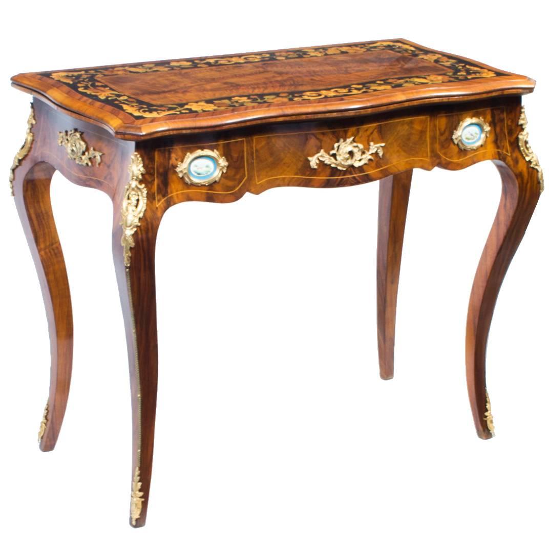 Antique French Card Table with Porcelain Plaques, circa 1880