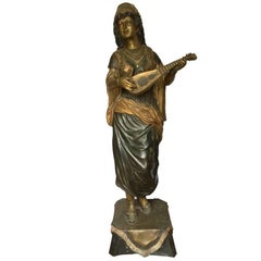 Bronze Female in the Orientalism Style Playing an Instrument